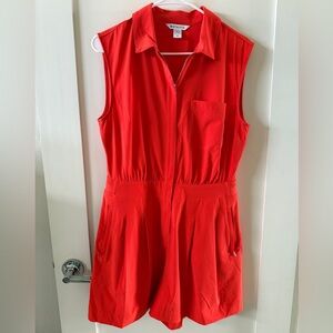 Vibrant Orange Zip-Up Romper, Size 10 by Athleta